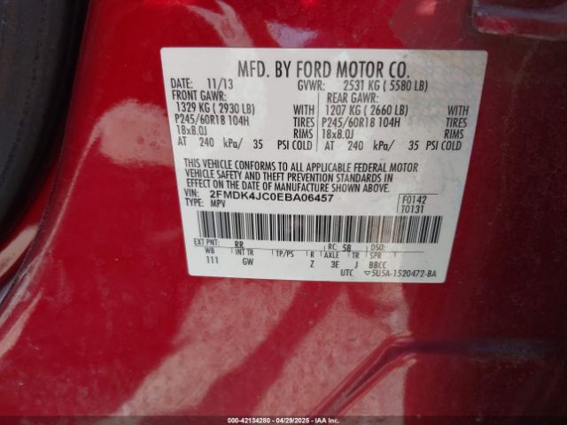 2FMDK4JC0EBA06457 Ford EDGE SEL