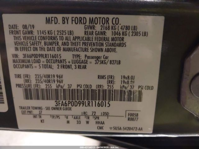 3FA6P0D99LR116015 Ford Fusion Titanium