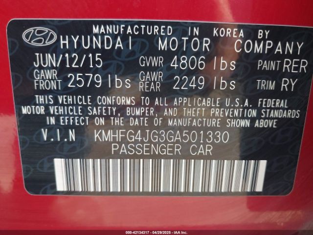 KMHFG4JG3GA501330 Hyundai Azera
