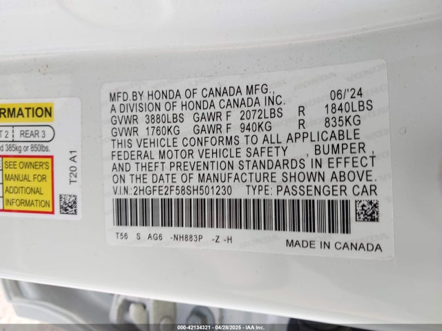 Honda Civic Sport 2025 2HGFE2F58SH501230 Image 26