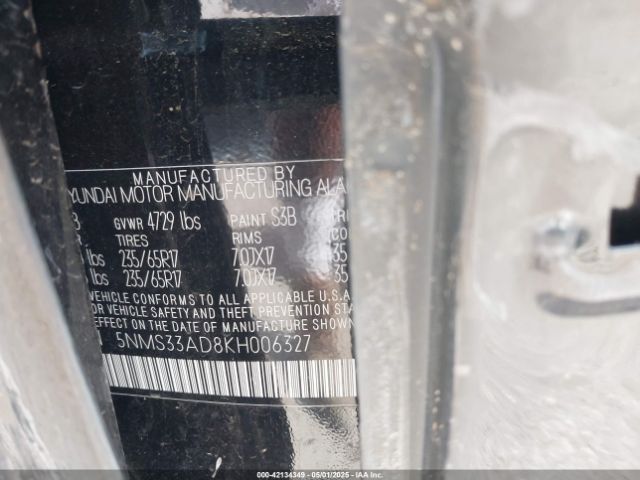 2019 HYUNDAI SANTA FE 5NMS33AD8KH006327 Photo 8