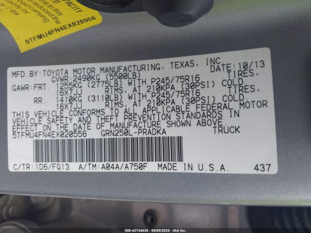 5TFMU4FN4EX020556 Toyota Tacoma Base V6