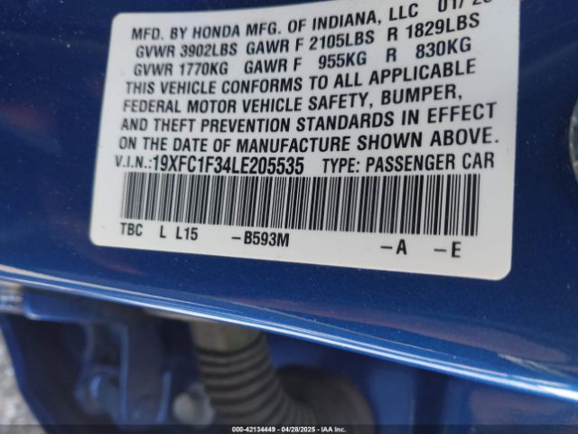 19XFC1F34LE205535 Honda CIVIC EX