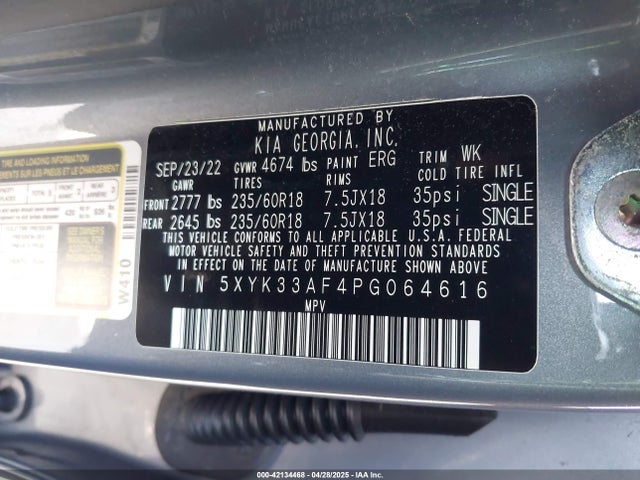 5XYK33AF4PG064616 KIA Sportage Ex