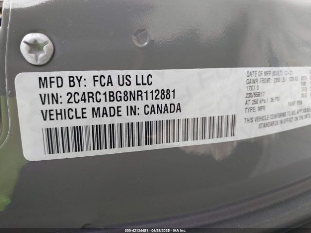 2C4RC1BG8NR112881 Chrysler Pacifica Touring L