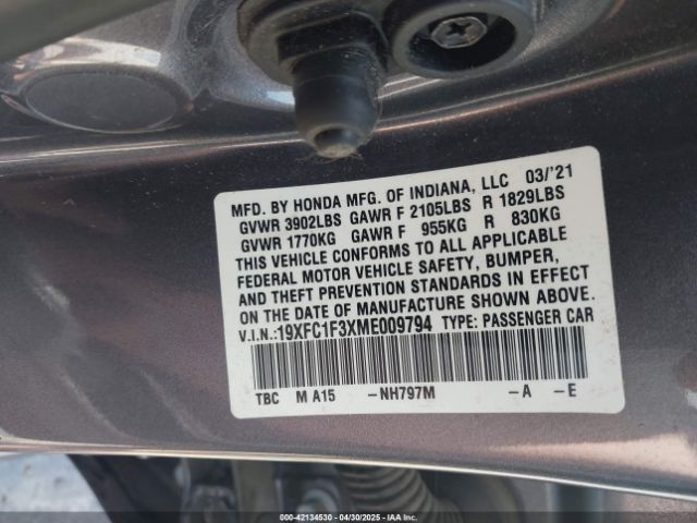19XFC1F3XME009794 Honda CIVIC EX