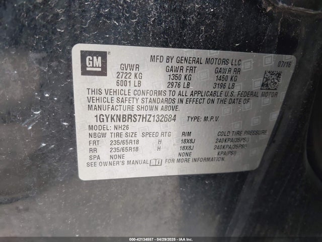 2017 CADILLAC XT5 1GYKNBRS7HZ132684 Photo 8