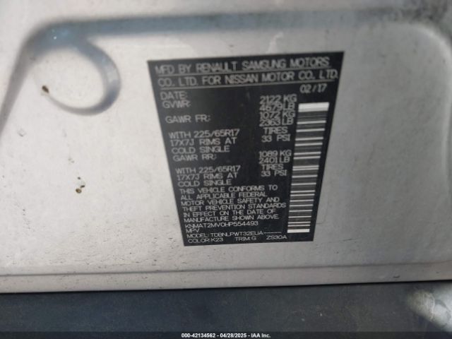 KNMAT2MV0HP554493 Nissan ROGUE S