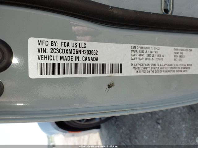 2022 DODGE CHARGER 2C3CDXMG6NH203662 Photo 8