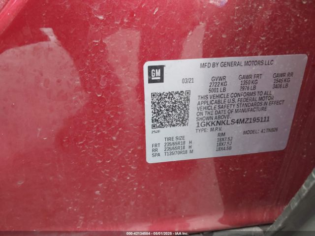 1GKKNKLS4MZ195111 GMC Acadia Fwd Sle