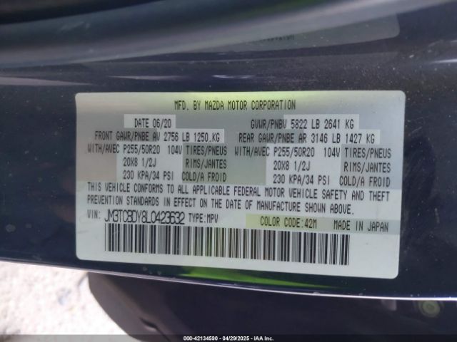 JM3TCBDY8L0423632 Mazda Cx-9 Grand Touring