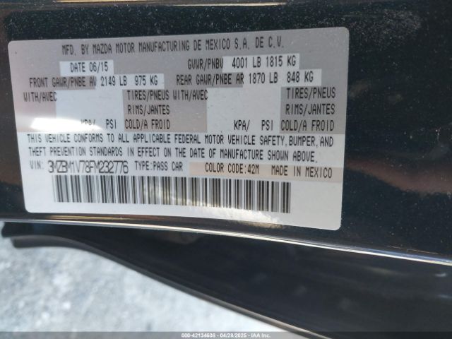 3MZBM1V78FM232776 Mazda Mazda3 I Touring