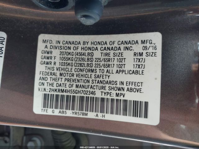 2HKRM4H55GH702346 Honda CR-V EX