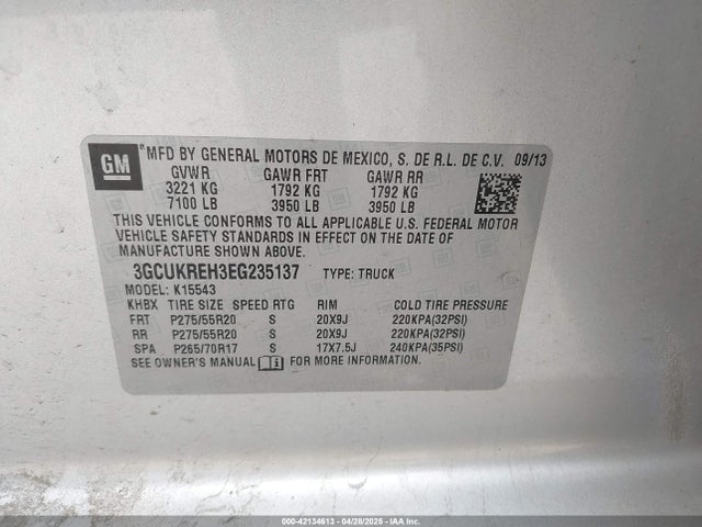 3GCUKREH3EG235137 Chevrolet Silverado 1500 2lt