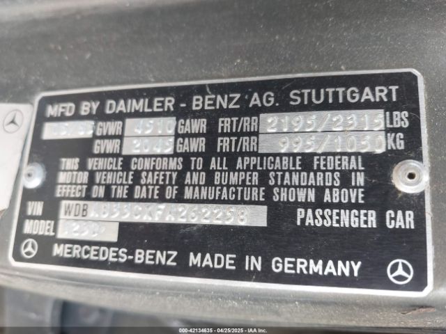 1985 MERCEDES-BENZ 300 WDBAB33CXFA262258 Photo 8