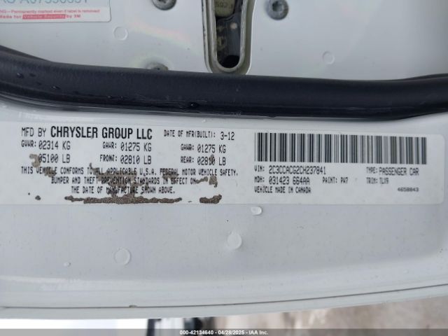 2012 CHRYSLER 300 2C3CCACG2CH237841 Photo 8