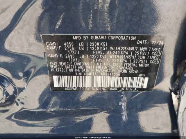 2024 SUBARU OUTBACK 4S4BTACC6R3241239 Photo 8