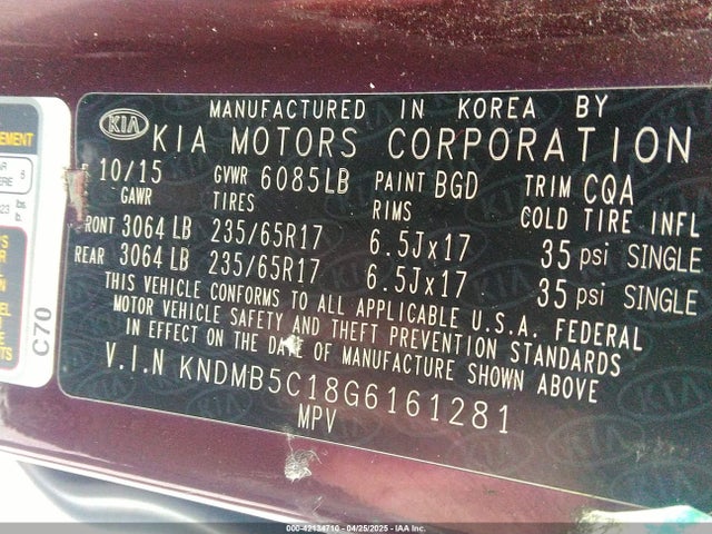 KNDMB5C18G6161281 KIA SEDONA LX