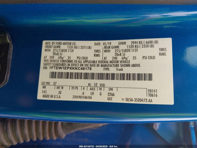 1FTEW1EPXKKC48179 Ford F-150 Xl