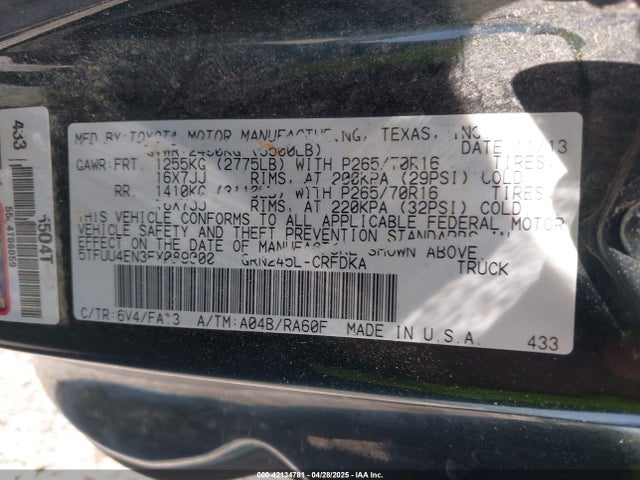 5TFUU4EN3EX089000 Toyota 1gr-fe