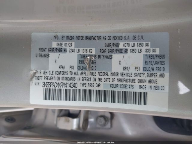 3MZBPACMXRM414340 Mazda MAZDA3