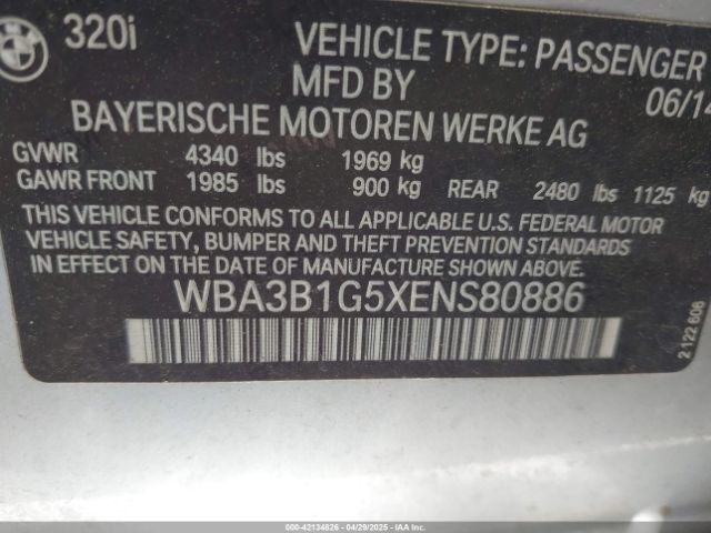 WBA3B1G5XENS80886 BMW 320i