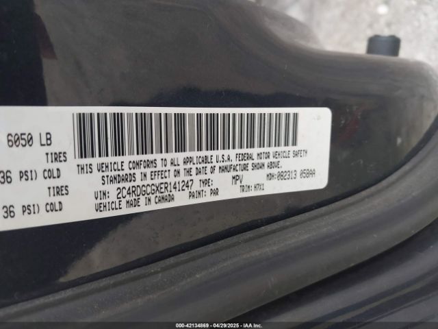 2C4RDGCGXER141247 Dodge Grand Caravan Sxt