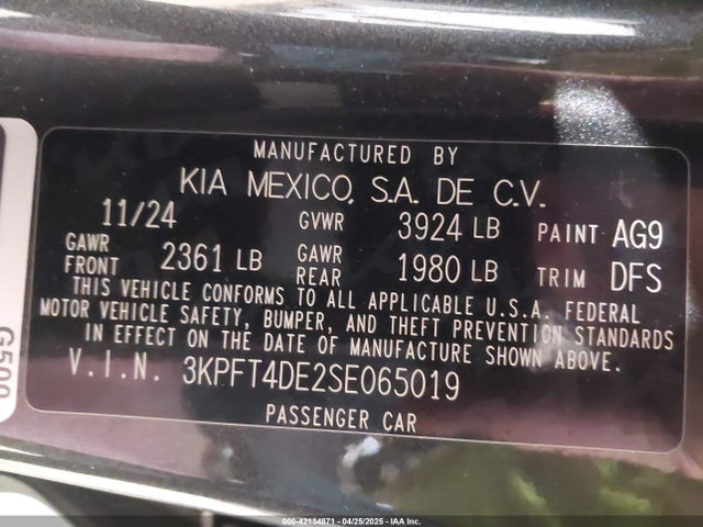 KIA K4 Lxs 2025 3KPFT4DE2SE065019 Image 9
