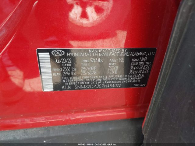 5NMS2DAJ0PH484022 Hyundai Santa Fe Sel