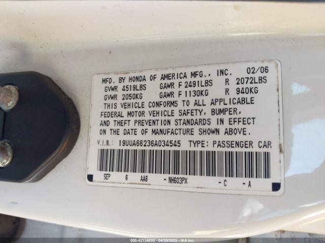 2006 ACURA TL 19UUA66236A034545 Photo 8