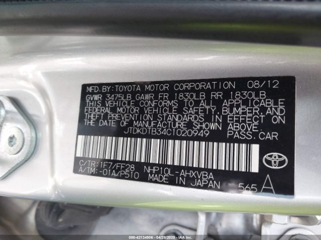 2012 TOYOTA PRIUS C JTDKDTB34C1020949 Photo 8