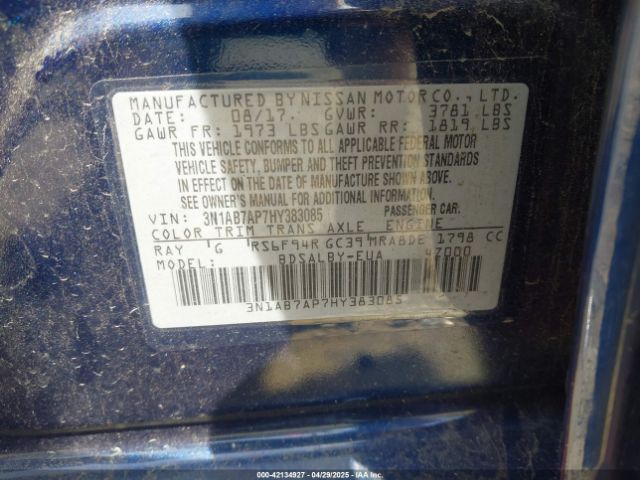 3N1AB7AP7HY383085 Nissan SENTRA S