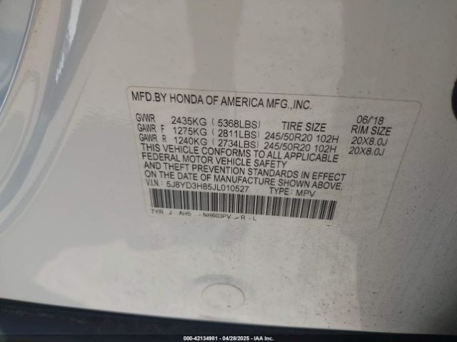 5J8YD3H85JL010527 Acura Mdx Advance Package