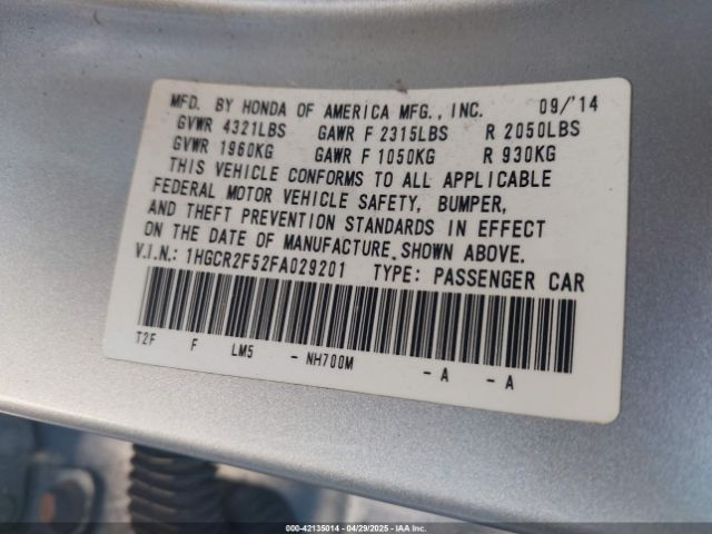 1HGCR2F52FA029201 Honda Accord Sport