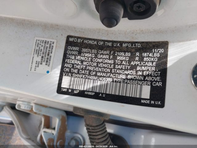 2021 HONDA CIVIC SHHFK7H48MU406389 Photo 8