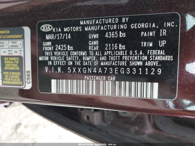 5XXGN4A73EG331129 KIA OPTIMA EX