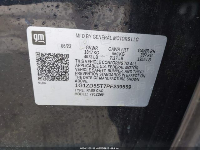 1G1ZD5ST7PF239559 Chevrolet Malibu Fwd 1lt