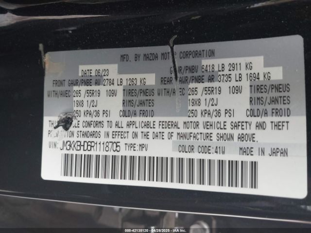 2024 MAZDA CX-90 JM3KKBHD6R1118705 Photo 8
