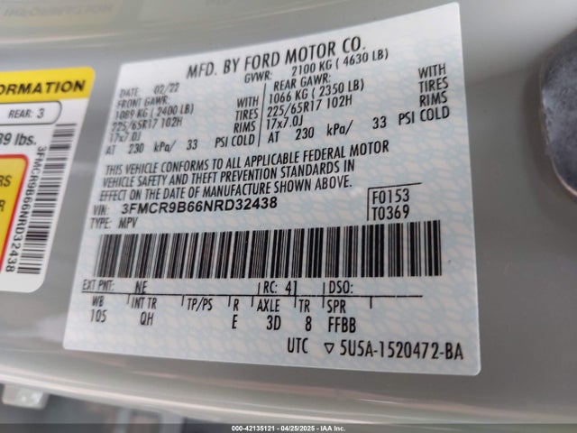 3FMCR9B66NRD32438 Ford dragon