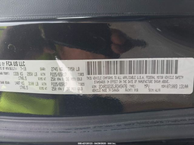 2C4RDGEG5JR345476 Dodge Grand Caravan Gt