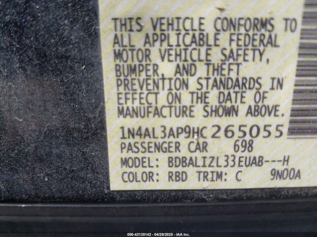 1N4AL3AP9HC265055 Nissan Altima 2.5 Sv