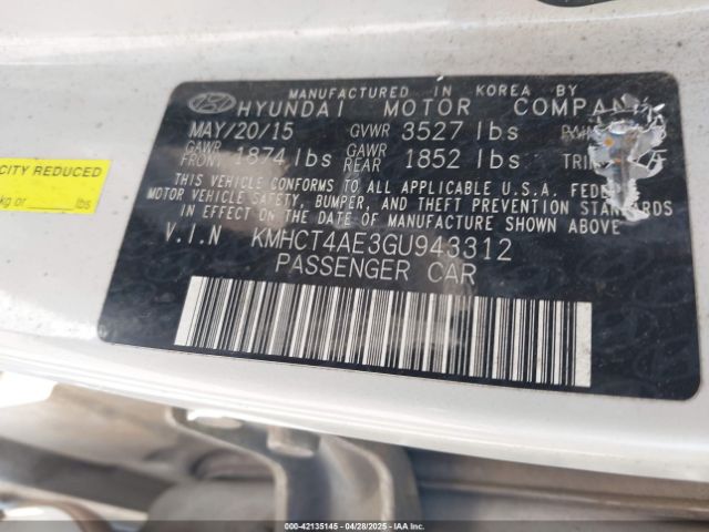 KMHCT4AE3GU943312 Hyundai ACCENT SE