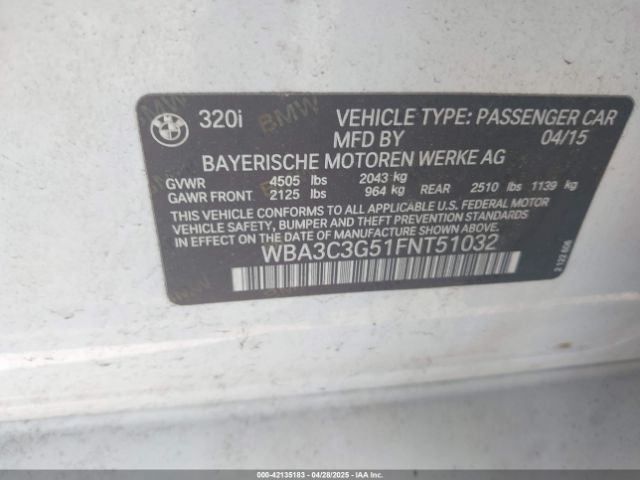 WBA3C3G51FNT51032 BMW 320i Xdrive