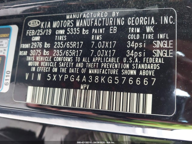5XYPG4A38KG576667 KIA gdi theta-ii