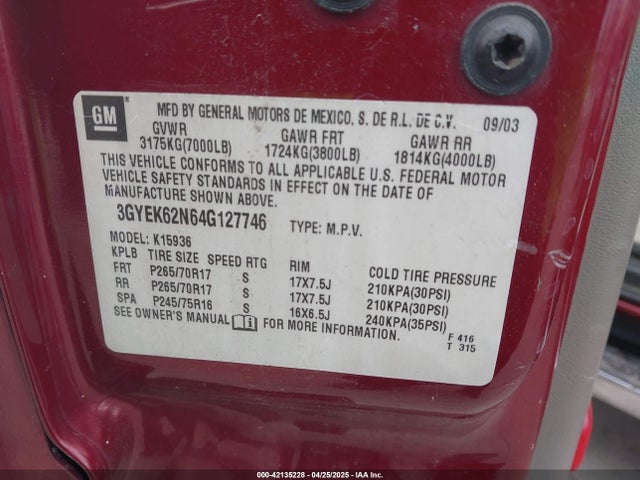 2004 CADILLAC ESCALADE EXT 3GYEK62N64G127746 Photo 8