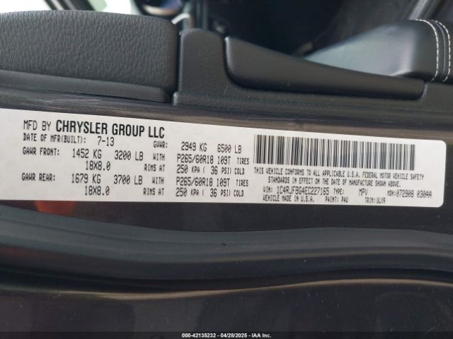 1C4RJFBG4EC227165 Jeep Grand Cherokee Limited