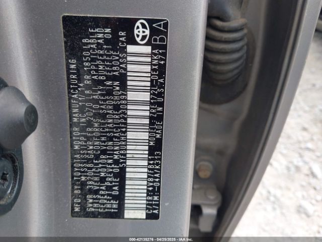 5YFBURHE4FP230897 Toyota COROLLA LE