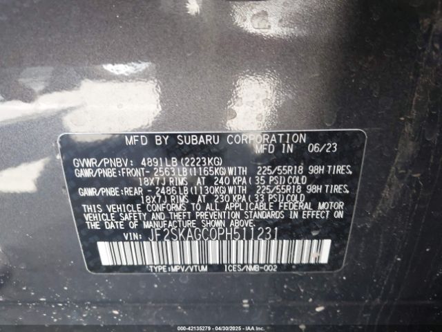 2023 SUBARU FORESTER JF2SKAGC0PH511231 Photo 8