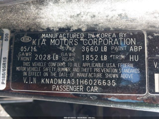 KNADM4A31H6026635 KIA RIO LX