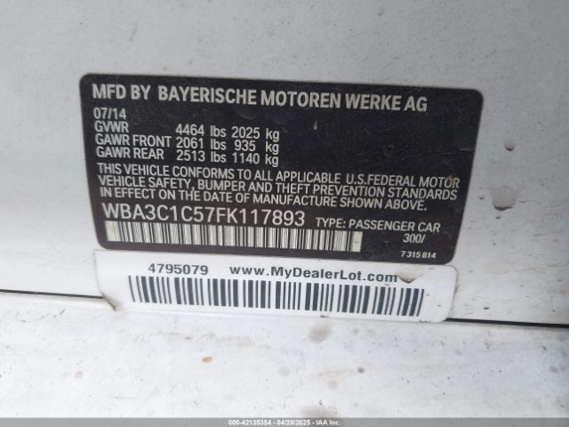 WBA3C1C57FK117893 BMW 328I